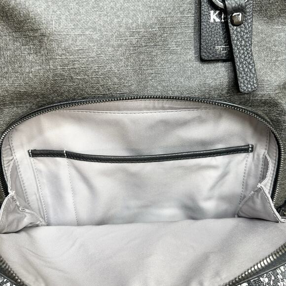 TUMI Varek Hudson Leather Backpack In Gray Black Textured Material - Picture 9 of 13